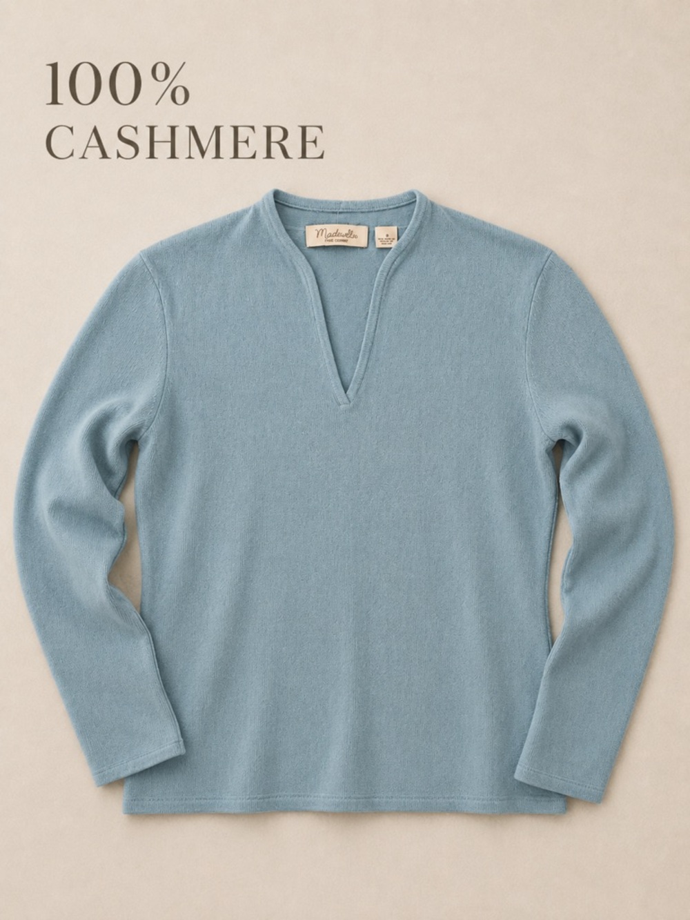 Mainbocher 100% Cashmere Blue V-Neck Long Sleeve Sweater Women’s Size Small